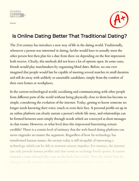 online vs traditional dating essay